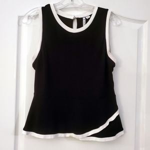 Elle Black White Sleeveless Peplum Top M
